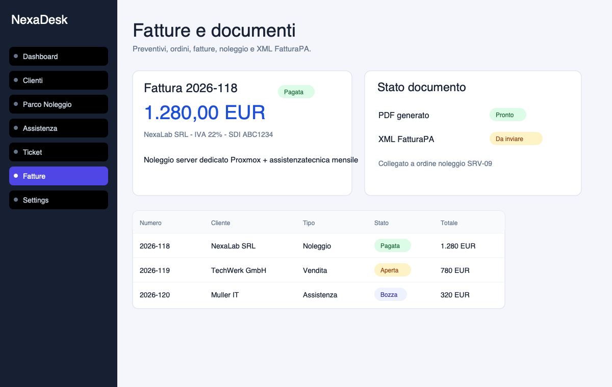 NexaDesk invoices